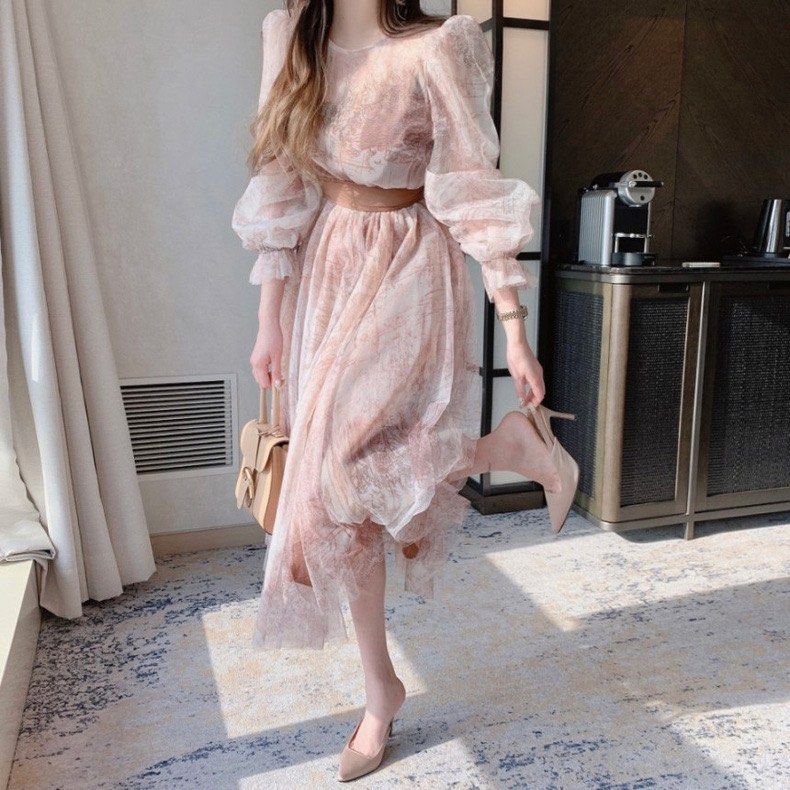 Korean Chic Dress Slim mesh dress Women s Fashion Dresses