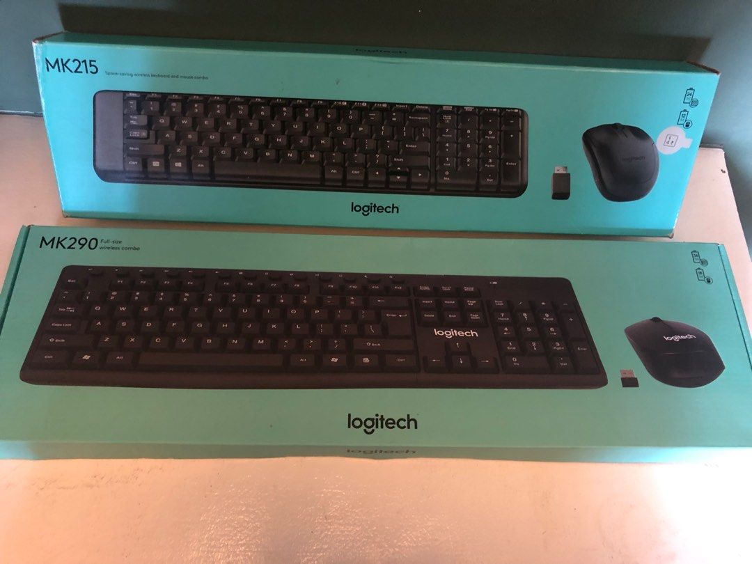 Logitech wireless keyboard & mouse (Category: Computer Keyboard) located in Quezon City. Submitted by decluttering_joe (Listing ID 1216325123, Image 1). Description: Package. 2 sets. Rarely used. Like brand new.