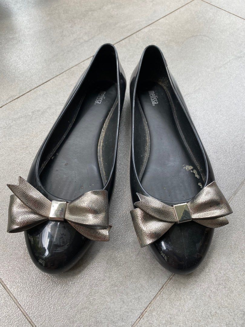 Melissa black bow store shoes