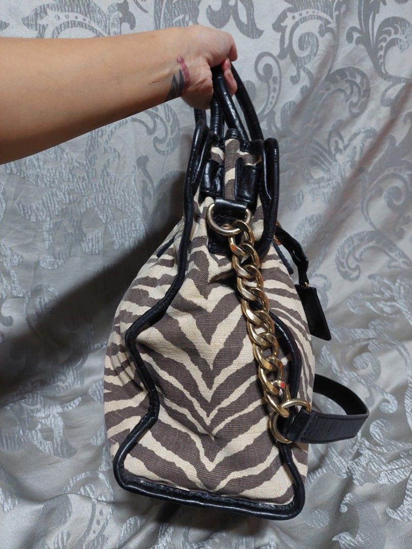 Michael Kors Zebra Print Shoulder Bag Handbag Purse Black Brownish on eBid  United States  216277240