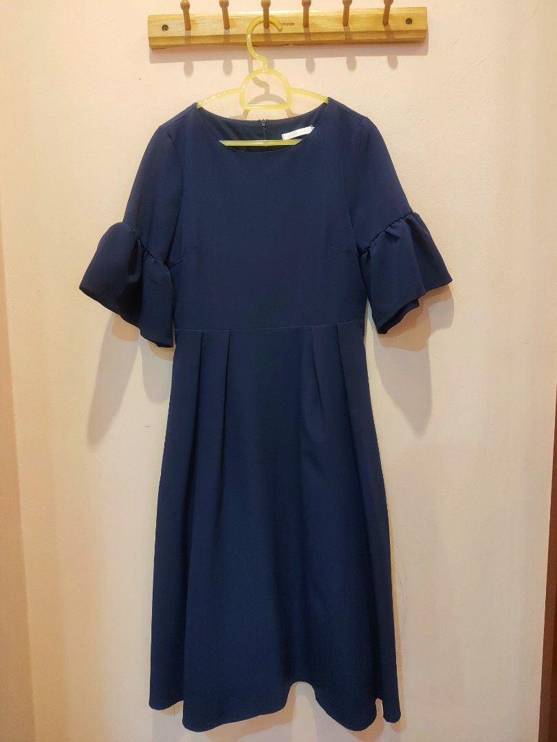 midi navy blue formal dress