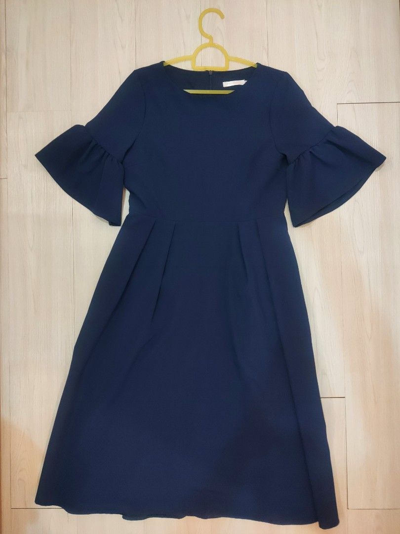 midi navy blue formal dress