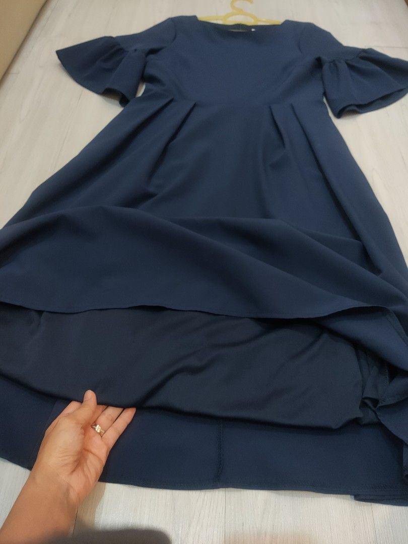 midi navy blue formal dress
