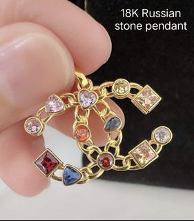 New! 18Karat C.hanel Pendant with mixed russian stones 💯% authentic & pawnable. Money back guarantee! please read description