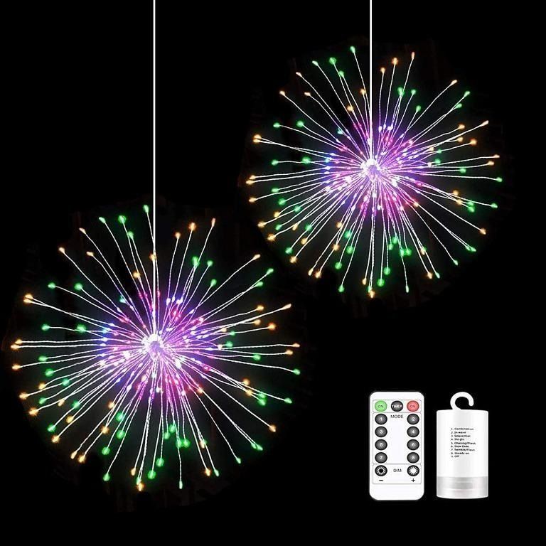 New Arrival! 2 Pack 198 LED Fireworks Lights, Hanging Starburst