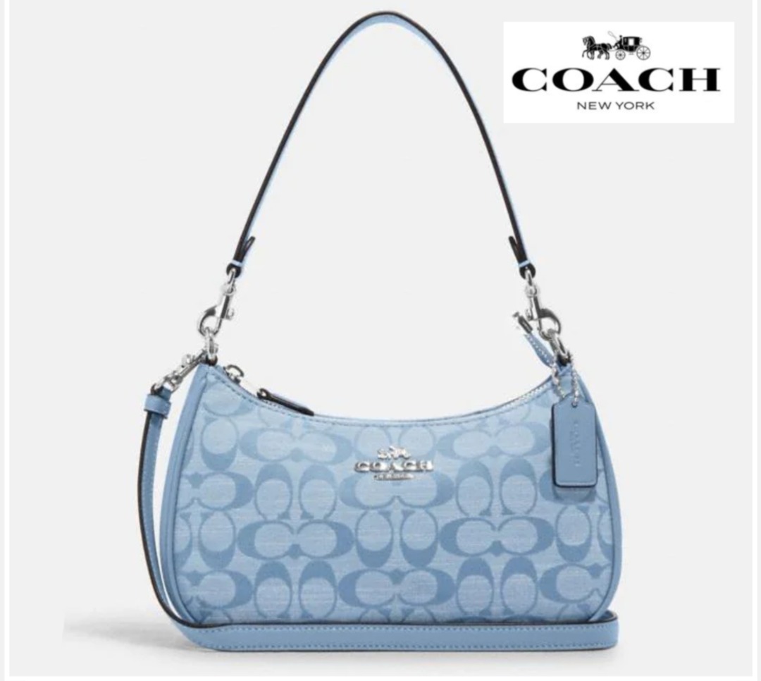 New Coach Original Blue Collection Teri Shoulder Bag In Signature Chambray Shoulder Crossbody Bag For Women Come With Complete Set Suitable for Gift