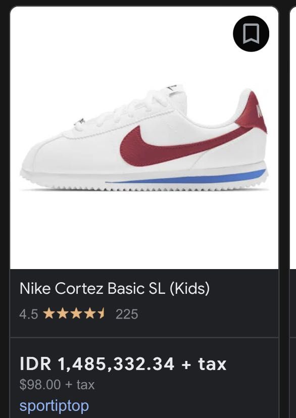 nike cortez kids price