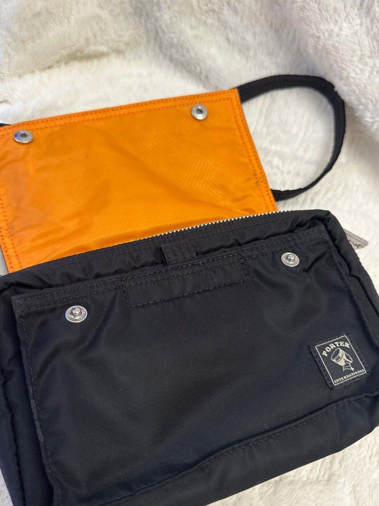 半價Porter Tokyo Tanker Shoulder Bag Orange Black 斜孭袋, 名牌