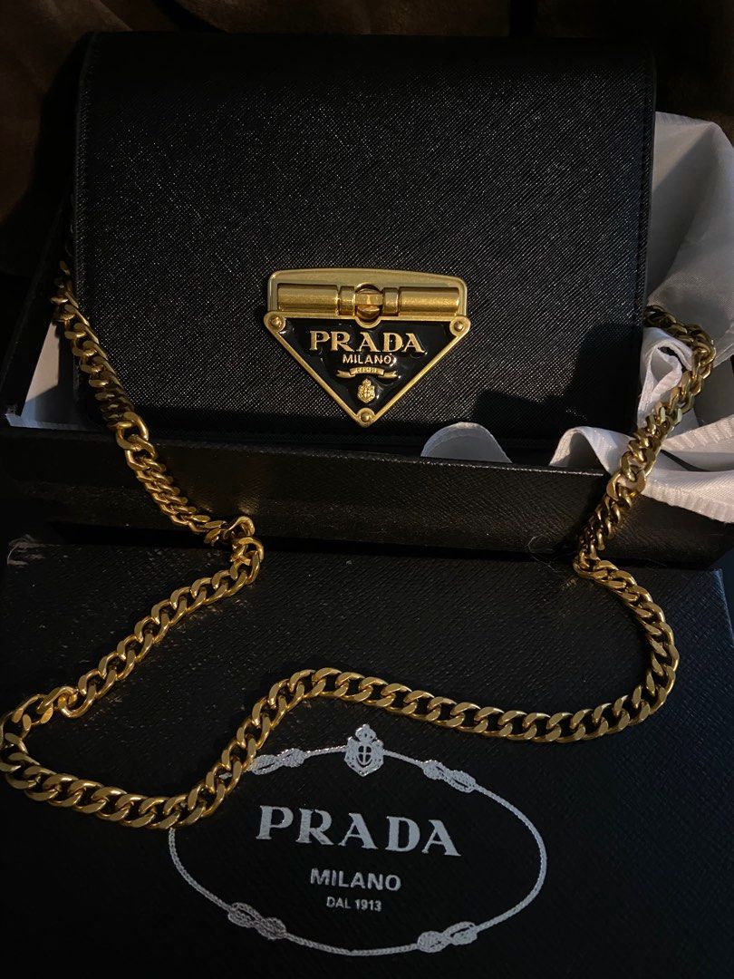 Prada black 2025 mini chain bag