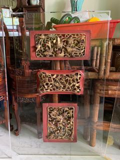 Qing Era carved panels mounted on Flexiglass