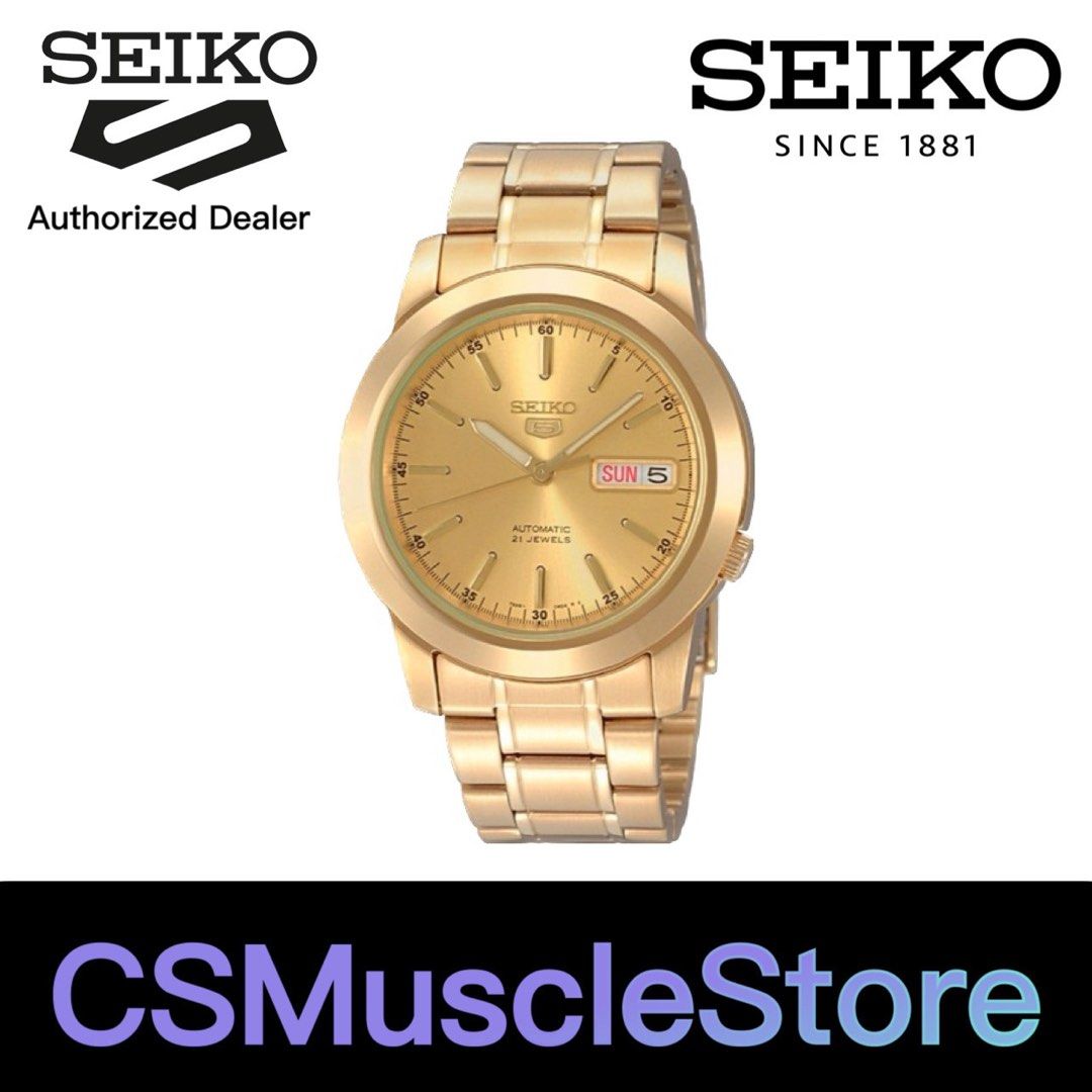 SEIKO 5 Automatic See-thru Back Gold-Tone Dial Hardlex Crystal Glass  Stainless Steel Men's Watch SNKE56K1, Men's Fashion, Watches & Accessories,  Watches on Carousell