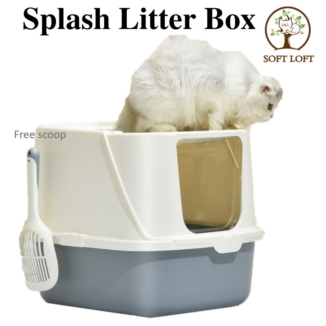 [SG INSTOCK] Splash Cat Litter Box/ Pet Extra Large Liter Box/ Enclosed Cat Litter Box Door