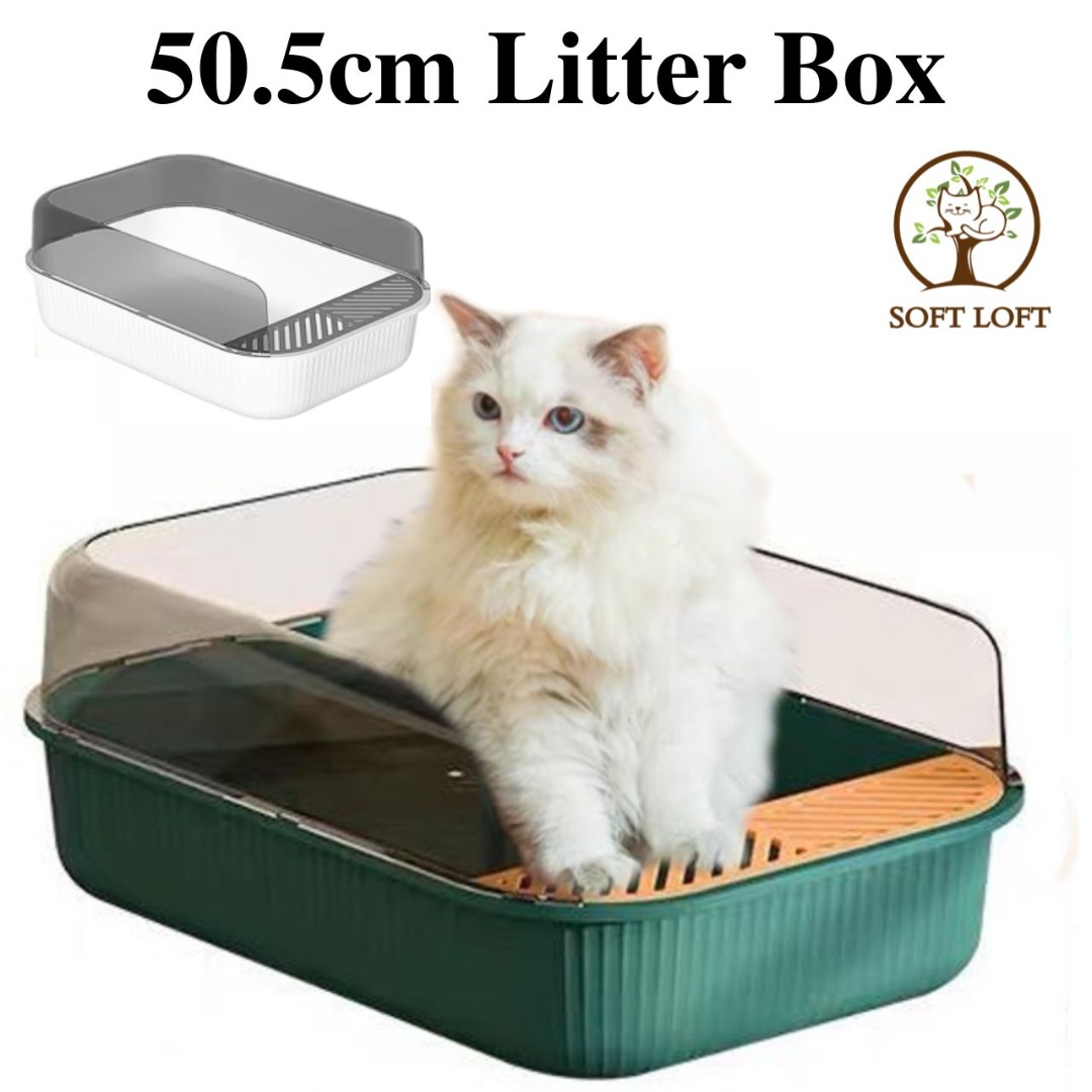 [SG STOCK] Cat Litter Box 50.5cm Litter Box Open Litter Box High Fence