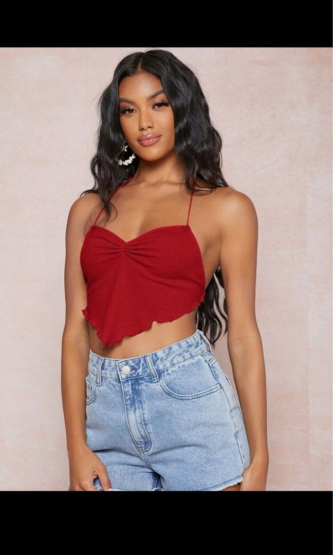 SHEIN Backless Tie Halter Crop Top, Women's Fashion, Tops, Other Tops on  Carousell
