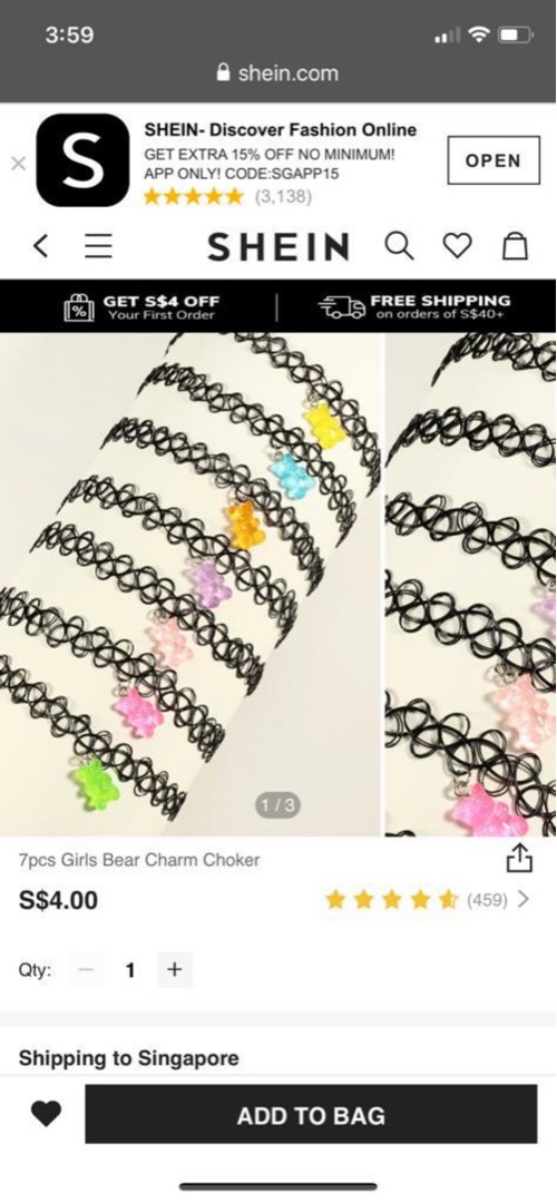 Shein gummy cheap bear necklace