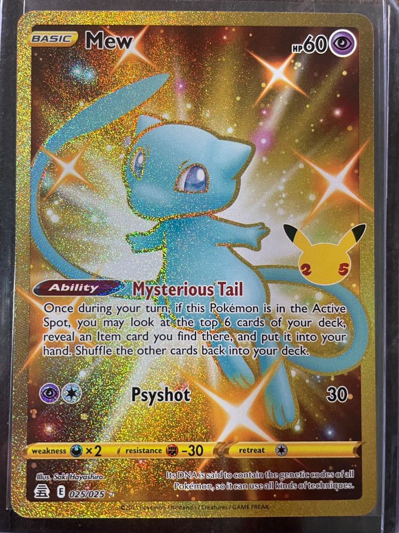 Mew 25/25 SWSH Celebrations Holo Gold Secret Rare Pokemon Card NEAR MINT TCG