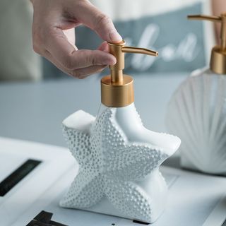 Soap Dispenser decor ocean star fish with gold paint dispenser