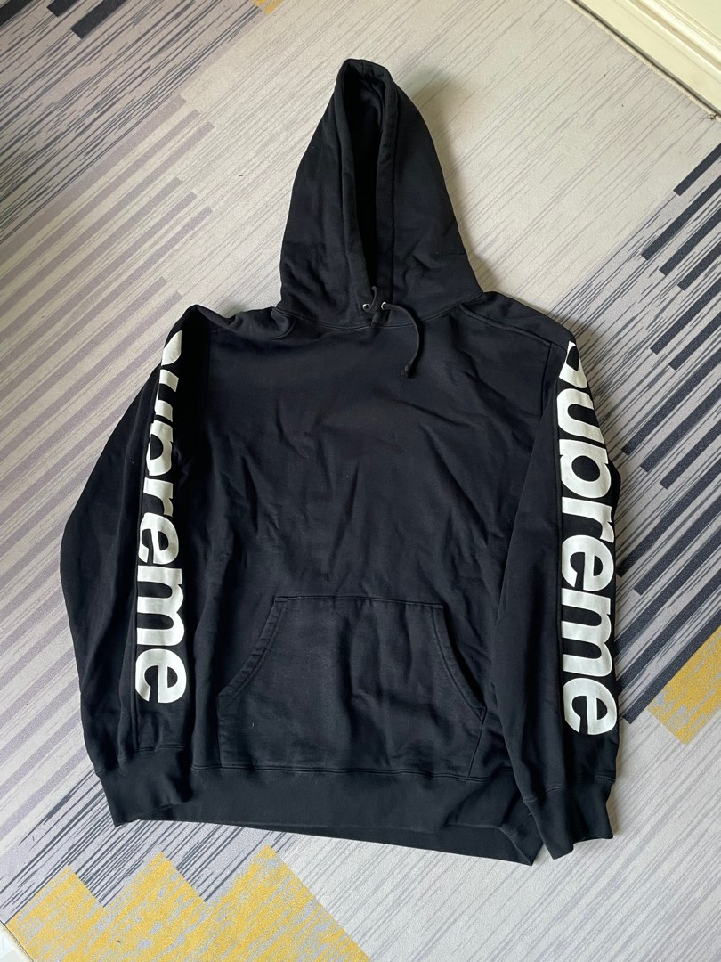 supreme sideline hooded hoodie black 帽t 帽tee黑麒麟臂大LOGO 18