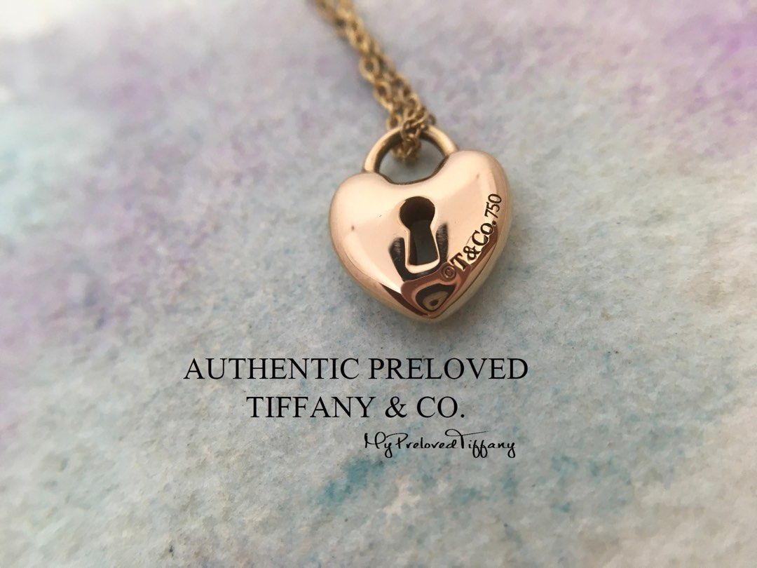 Tiffany & Co. Mini Heart Lock Necklace 16" 18K Rose Gold