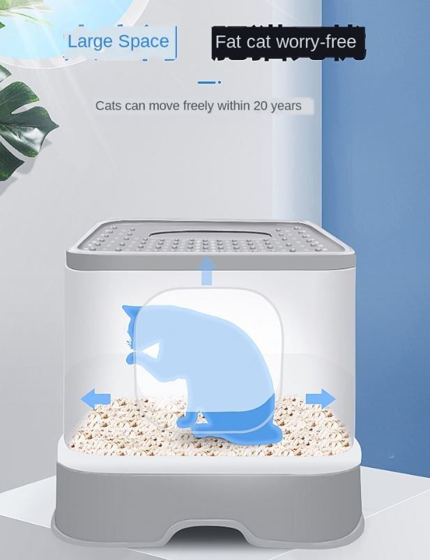 Top Entrance Litter Box Grey Brown Litter Box Cat Litter Box Pee Tray