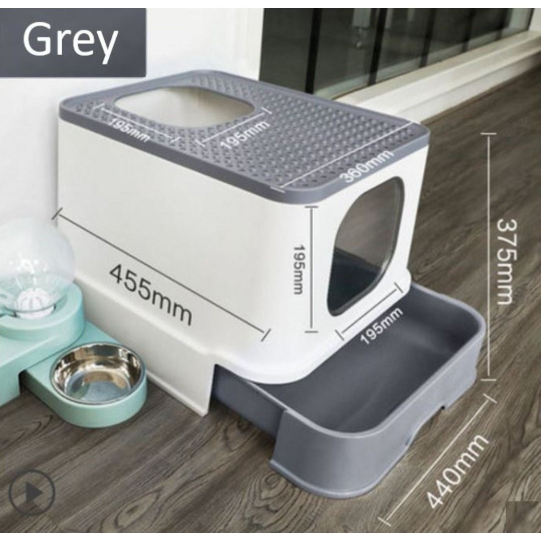 Top Entrance Litter Box Grey Brown Litter Box Cat Litter Box Pee Tray