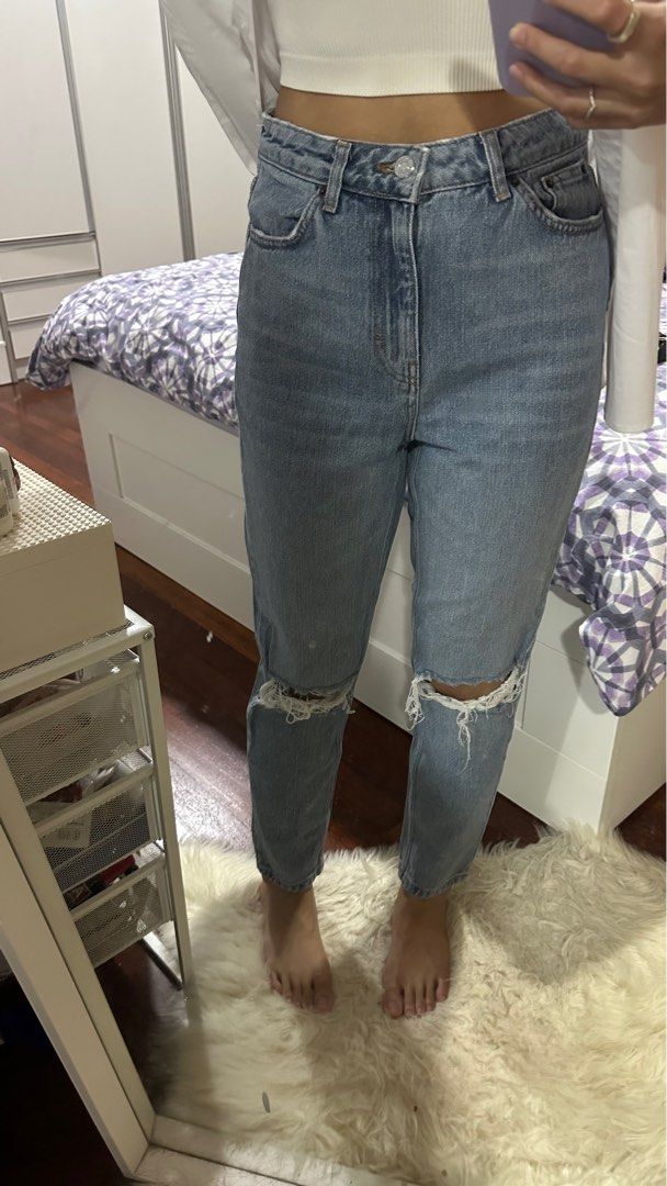 Topshop frayed jeans shop