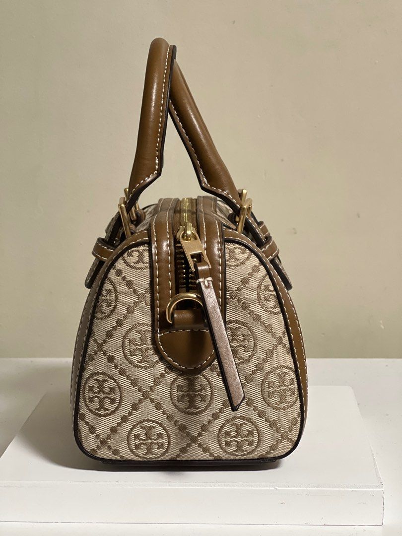 Tory Burch Mini Logo Monogram Duffle Bag in Brown