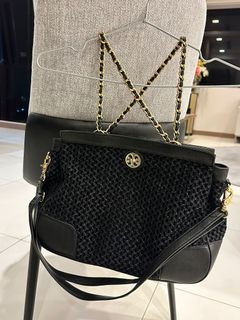 Tory Burch McGraw Front Flap Tassels Pebbled Leather CrossBody Bag $500+