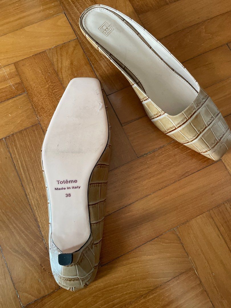 Toteme The Mule in Beige Croco Women s Fashion Footwear Heels