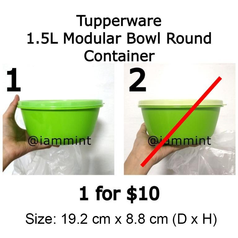 Tupperware Plastic Bowl - 1.5L, 2 Piece, Yellow, Green 