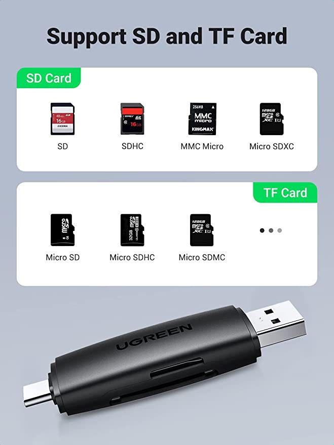 UGREEN Micro SD Card Reader, USB C USB A 3.0 to SD/TF Memory Card