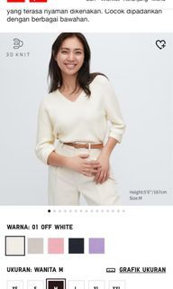 UNIQLO BAJU KERJA KNIT/SWEATER KNIT/PUTIH