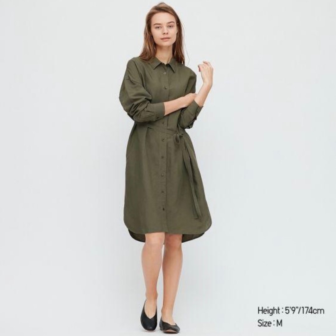 Uniqlo Linen Dress Shirt, Women's Fashion, Dresses & Sets, Dresses on ...