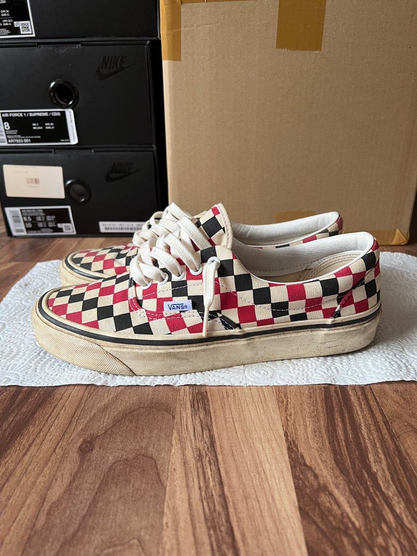 Red and clearance black check vans