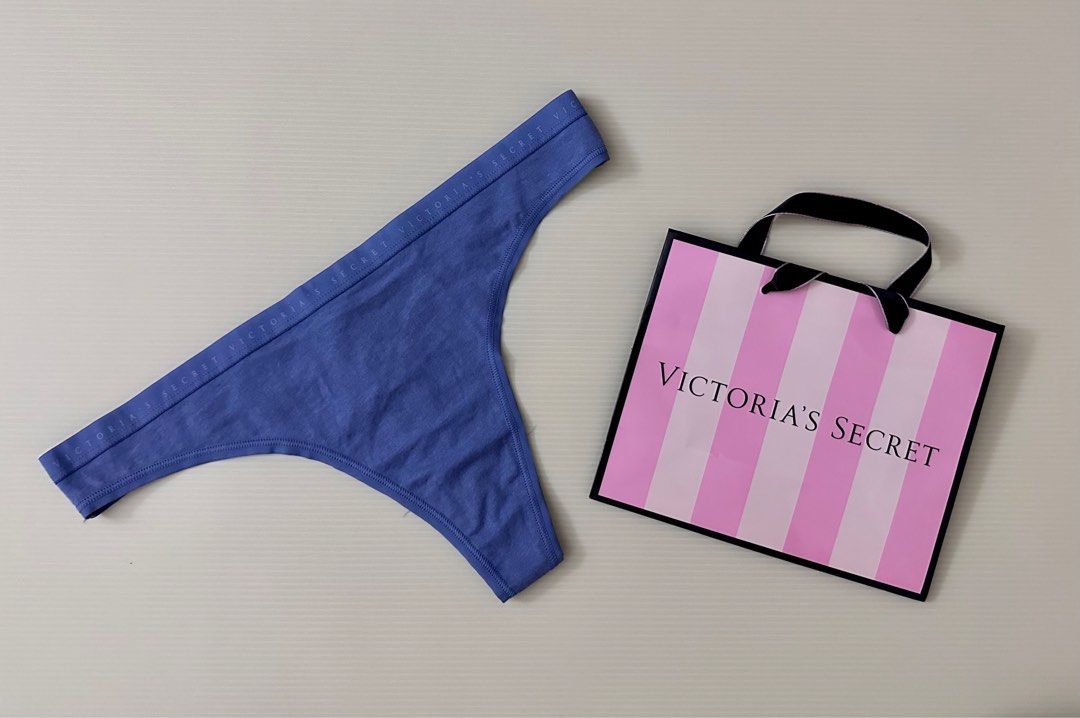 Victoria's Secret Blue Cotton Thong Panty, Women's Fashion, New