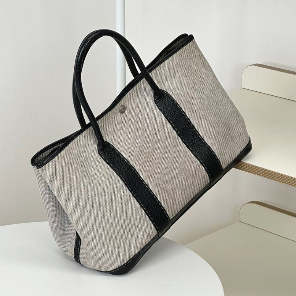 Hermes Garden Party 39 Grey Toile with Black Leather., Luxury, Bags &  Wallets on Carousell