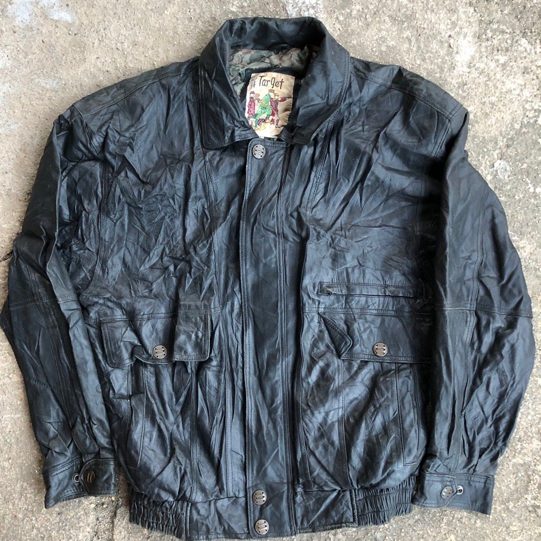 Vintage TARGET Biker Leather Jacket Men s Fashion Coats Jackets