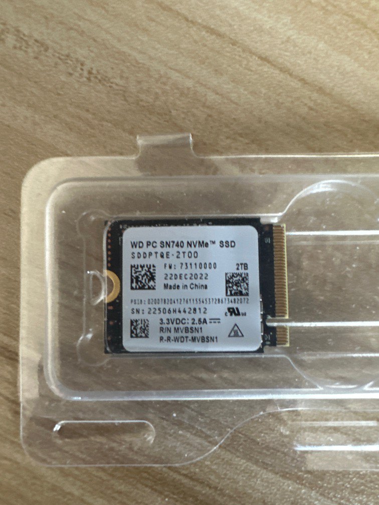 全新WD SN740 2TB 2230 NVME SSD ( Steam Deck可用）, 電腦＆科技