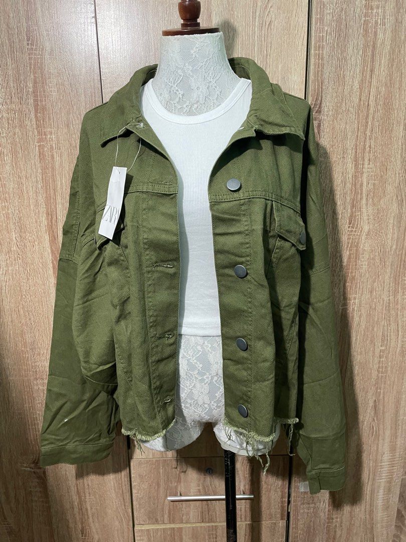 Army green plus size jacket on sale