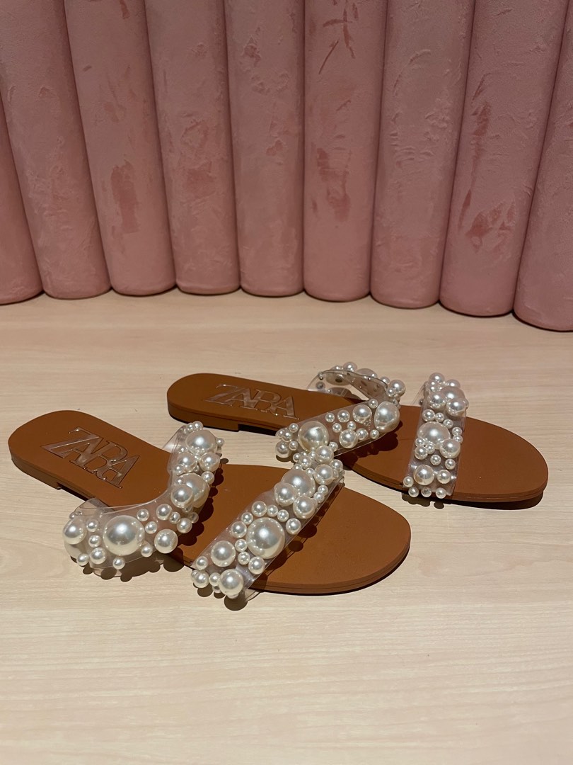 Pearl sandals zara sales