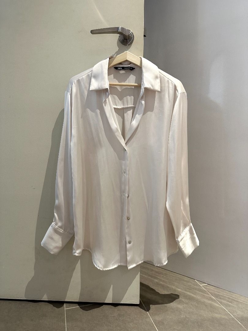 White satin blouse hotsell zara