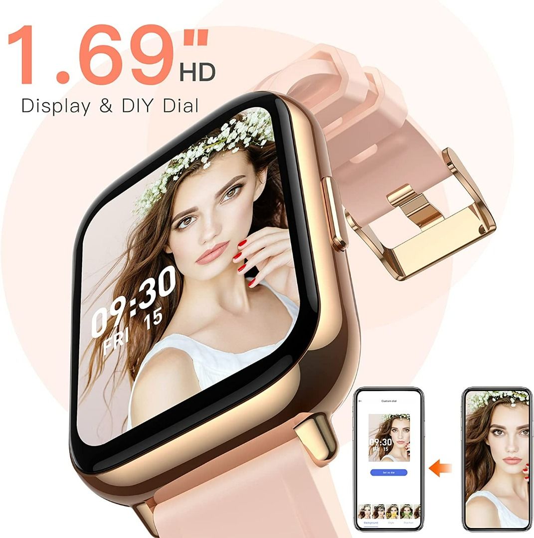 1788A AGPTEK Smart Watch for Women 1.69 43mm Smartwatch for Android and iOS Phones IP68 Waterproof Fitness Tracker Watch Heart Rate Monitor