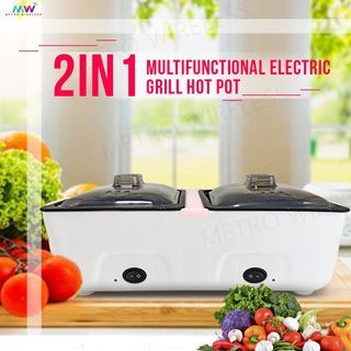 2 in 1 Electric Hotpot Stir-fry Grill Mulyi function cooker KY-996