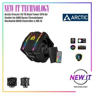Arctic Freezer 50 TR Dual Tower CPU Air Cooler PC Desktop for AMD Ryzen Threadripper [Included ARGB Controller & MX-4]