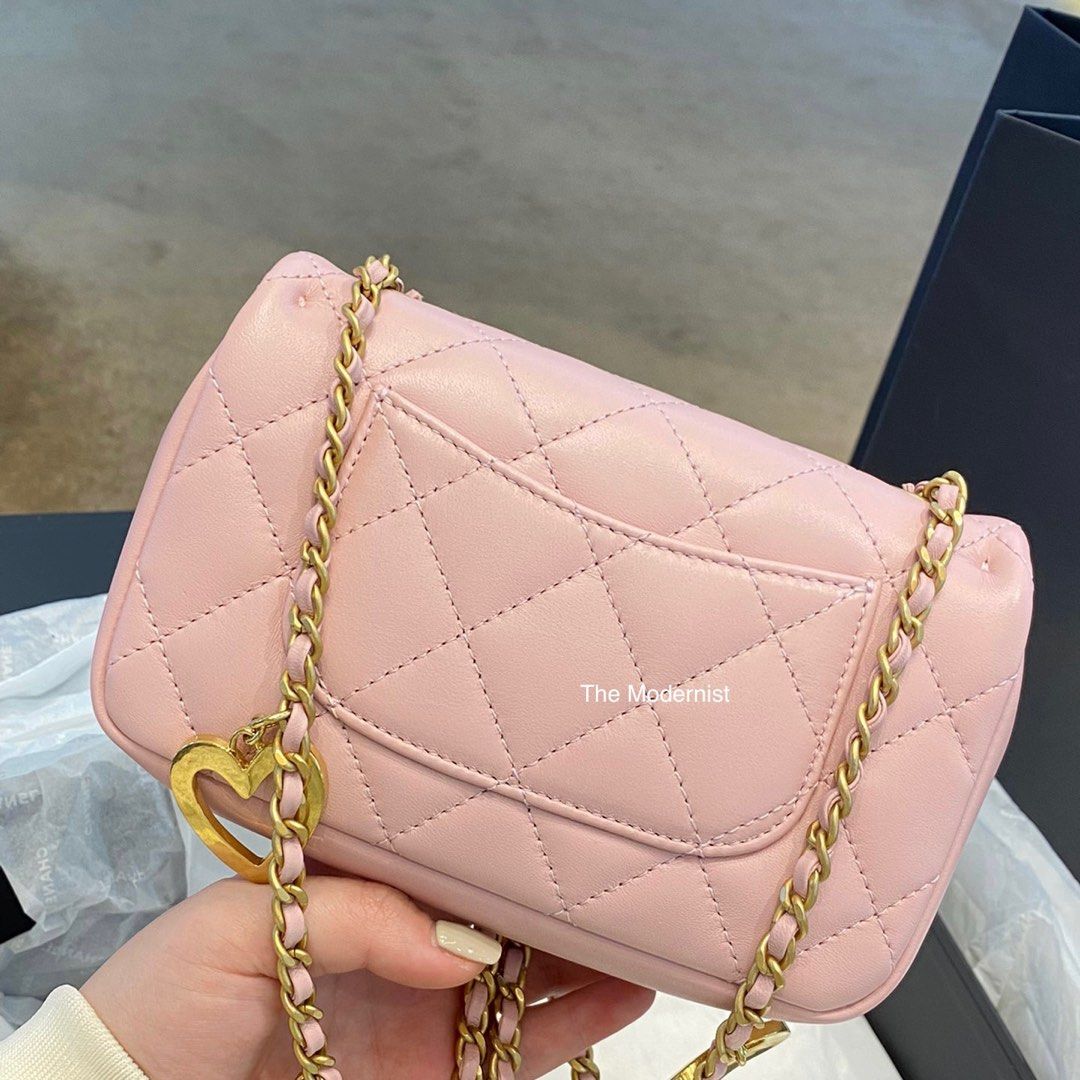 Authentic Chanel 22B Heart Charm Love Pendant Mini Flap Bag, Luxury, Bags &  Wallets on Carousell