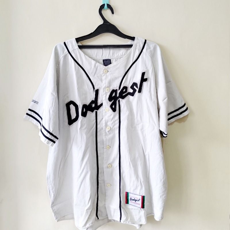 Baju Sport Jersey Baseball dodgers salur hitam Pria Wanita