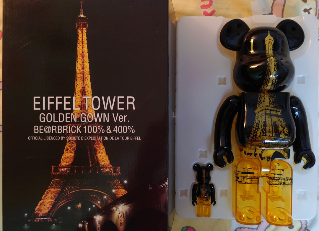 Bearbrick Eiffel tower golden gown ver 100% 400%, 興趣及遊戲, 玩具