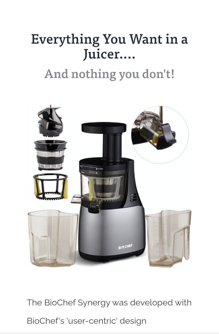Biochef Synergy Slow Juicer, TV & Home Appliances, Kitchen Appliances
