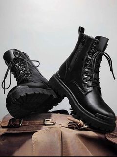 Black Combat Boots Shein