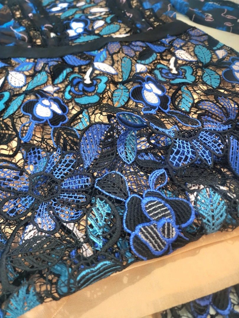 BNEW no tag Self Portrait Lace Maxine Dress in Blue Black Luxury